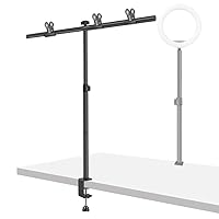 Small Backdrop Table Stand 2.6x3 Ft, Adjustable Desktop T Shape Photo Background Holder with 3 Clips for Photography, Mini Tabletop C Clamp Backdrop Kit for Food Product Photoshoot