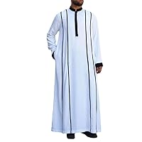 Traditional Muslim Clothing Eid Middle East Jubba Thobe Men Thobe Men Robes with Long Sleeves Round Collar Robes Gifts