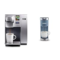 Keurig K155 Office Pro Single Cup Commercial K-Cup Pod Coffee Maker, Silver & K-Mini Plus Single Serve K-Cup Pod Coffee Maker, Evening Teal