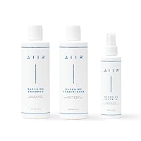 AIIR Sapphire Shampoo, Conditioner & Leave-In Bundle, Color Treated & Damaged Hair, Strengthen & Repair with Coconut Oil, Sulfate Free, Crystal Infused for Stronger, Healthier and Shinier Hair
