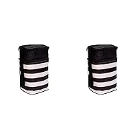 J.L. Childress 6 Bottle Cooler, Insulated Breastmilk Cooler and Lunch Bag for Baby Food and Bottles, Leak-Proof and Heat-Sealed, Ice Pack Included, Black Stripe (Pack of 2)