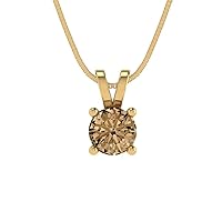 Clara Pucci 0.45ct Round Cut Champagne Simulated diamond Gem Solitaire Pendant With 16