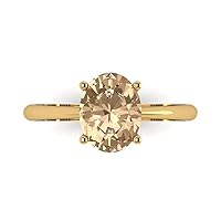 Clara Pucci 2.0 ct Oval Cut Solitaire Stunning Yellow Moissanite Engagement Wedding Bridal Promise Anniversary Ring 14k Yellow Gold