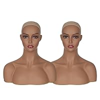 2PCS Mannequin Head Bust with Shoulders for Wigs Display Tool