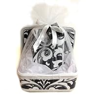 Black and White Damask 3 Piece Set Baby Gift Basket