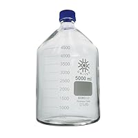 United Scientific ™ 5000mL (5L) Laboratory Grade Round Media Storage Bottles with GL45 Screw Cap, 3.3 Borosilicate Glass