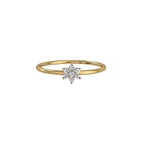 0.10ct Diamond Minimal Flower Ring in 14KT Gold Plating Birthstone Rings Valentine Anniversary Birthday Jewelry Gifts for Women Girls