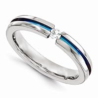 Titanium with White Sapphire and Anodized Rainbow Groove 4mm Band