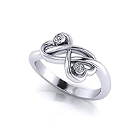 Sterling Silver 925 Twin Heart Shape Promise Ring With Rhodium Plated | Ring For Women & Girls | Beautiful Design Ring The Everyday Accessory.