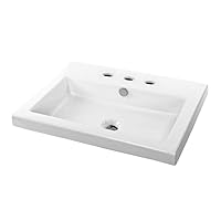 CAN01011-Three Hole Cangas Rectangular Ceramic Self Rimming/Wall Mounted Sink, White