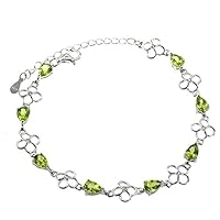 Genuine Natural Multi-Colored Gemstones with White Topaz 925 Silver Bracelet
