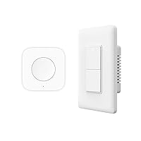 Smart Light Switch (with Neutral, Double Rocker) Plus Aqara Wireless Mini Switch, Requires AQARA HUB, Zigbee Connection, Remote Control and Set Timer for Home Automation
