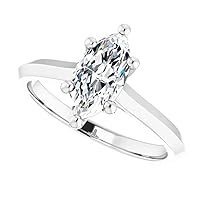 1.00 CT Marquise Colorless Moissanite Engagement Ring, Wedding Bridal Ring Set, Eternity Sterling Silver Solid Diamond Solitaire 4-Prong Anniversary Promise Ring for Her