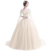 Women's Prom Party Dress Off Shoulder Quinceanera Dress with Cape Plus Size Ball Gown Sweet 16 Masquerade Dress