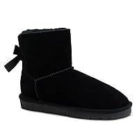 Women's Leather Snow boots Fur lined Warm short boots Anti-slip outdoor platform