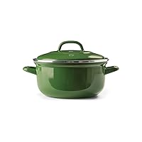 BK-Cookware Indigo Round Enameled Casserole with Lid - 20 cm/2.5 Litre, Green (CC002470-001)