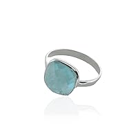 Aqua Quartz Silver Bezel Ring, Gemstone 925 Sterling Silver Ring, Gift for Mother, Christmas Gift, Handmade Jewelry for Girls