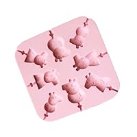 Silicone Lollipop Mold, Variety of Flower Types, Little Cute Animals, Heart Chocolate Hard Candy Molds (pig)