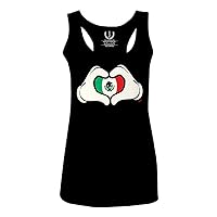 Cartoon Glove Heart Love Hecho en Mexico Mexican Flag escucudo Mexicano Women's Tank Top Racerback