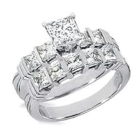 1.00 Carat Diamond Wedding Set Princess Cut Diamond on 10K White gold