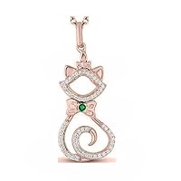 Disney Treasures Aristocats Necklace 0.50 ct Green Emerald Pendant 925 Sterling Silver May Birthday stone birthday Gift