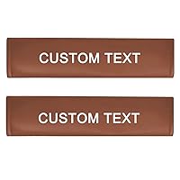 2PCS Car Seat Belt Covers Fit for GMC Sierra 1500 2500 Yukon Terrain Soft Leather Car Seatbelt Shoulder Strap Pads Safety Belt Cushions Protective Sleeves with Custom Text (Brown)