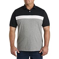Harbor Bay by DXL Men's Big and Tall Colorblock Chest-Striped Polo Shirt