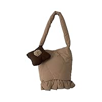 Fashion Nylon Shoulder Bags Underarm Bag Winter Versatile Quilted Bucket Handbag for Women Girls