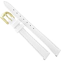 8MM WHITE STITCHED REPLACEMENT LEATHER WOMENS WATCH BAND STRAP