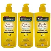 Neutrogena Beach Defense SPF 70 Sunscreen Lotion, Oil-Free, 8.5 oz (Pack of 3)