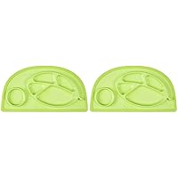 Infantino All-in-One Lil’ Foodie Tray - Green - BPA-Free, Food-Grade, Divided Food & Sippy Cup Sections - Dishwasher-Safe - for Babies & Toddlers 4M+ (Pack of 2)