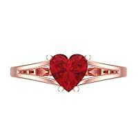 Clara Pucci 1.55 ct Heart Cut Solitaire split shank Genuine Pink Tourmaline Stunning Classic Statement Ring 14k Rose Gold for Women