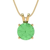 Clara Pucci 1.50 ct Round Cut Genuine Green Simulated Diamond Solitaire Pendant Necklace With 18