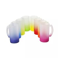24 pcs Sublimation Mugs 16 oz Blank Beer Mugs Frosted Color Gradient Glass Cups for Heat Press Transfer Printing DIY (Green)