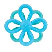 Nuby Fun Loops Teether - Flower-Shaped Infant Teething Toy for Babies - 3+ Months - Blue and Aqua