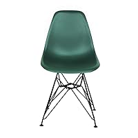 GIA Contemporary Armless Dining Chair with Black Metal Legs, Set of 1, Drak Green