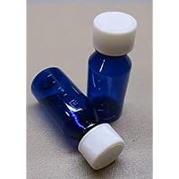 Graduated Oval Hard Side Round 1 Ounce Plastic Cobalt Blue-Case of 200- RX Medicine Bottles w/Caps-Pharmaceutical Grade-The Ones We Sell to Pharmacies, Hospitals, Physicians, Labs…