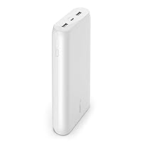 Belkin BoostCharge 20k mAh Power Bank, Portable USB-C Charger, Phone Charger Battery Pack for iPhone 14, iPhone 13, iPhone 12 w/ USB-C Cable Included - White