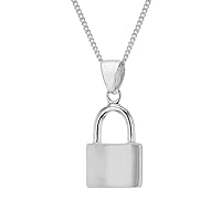 Tuscany Silver Women's Sterling Silver Padlock Pendant On Sterling Silver 25 Panza Curb Chain 46cm/18 Necklace