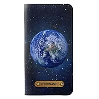 RW3430 Blue Planet PU Leather Flip Case Cover for iPhone 11 Pro Max with Personalized Your Name on Leather Tag