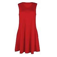 Women's Sleeveless Dress Loose Casual Dress with Pocket V Neck Vest Dress Casual Wrap Dresses for Women with