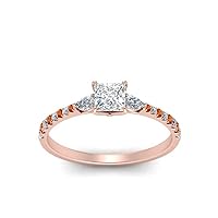 Choose Your Gemstone Pear 3 Stone Cathedral Diamond CZ Ring Rose Gold Plated Princess Shape Petite Engagement Rings Minimal Modern Design Birthday Gift Wedding Gift US Size 4 to 12