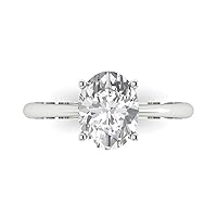 Clara Pucci 2.0 ct Oval Cut Solitaire White Lab Created Sapphire Engagement Wedding Bridal Promise Anniversary Ring 18K White Gold