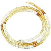 Kashish Gems & JewelsAAA Citrine shaded rondelle faceted gemstone beads necklace 18'' inch strand 3mm to 3.50mm