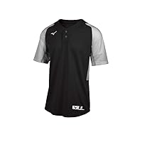 Mizuno Youth Aerolite 2-Button Baseball Jersey, Black-Grey, Medium