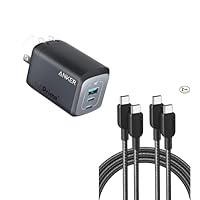 Anker 240W USB C to USB C Cable (2Pack,6ft)&Anker Prime 100W USB C Charger, Anker GaN Wall Charger, 3-Port Compact Fast PPS Charger