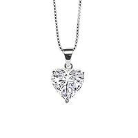 2.00 CT Heart Cut Created Diamond Solitaire Pendant Necklace 14k White Gold Over