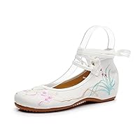 Strap Women Chinese Embroidered Canvas Ballet Flats Comfortable Ladies Casual Embroidery Ballerina Shoes