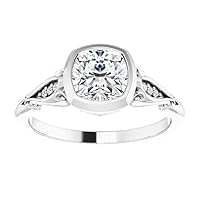 1 CT Cushion Cut Anniversary Ring Moissanite VVS Colorless Wedding Ring for Women Her Bridal Gift Engagement Promise Rings 925 Sterling Silver Solitaire Antique Vintage