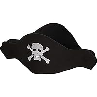 Black Pirate Hat Flat Foam - One Size Fits Most (Pack Of 1) - Ideal For Costume Parties, Halloween & Fun